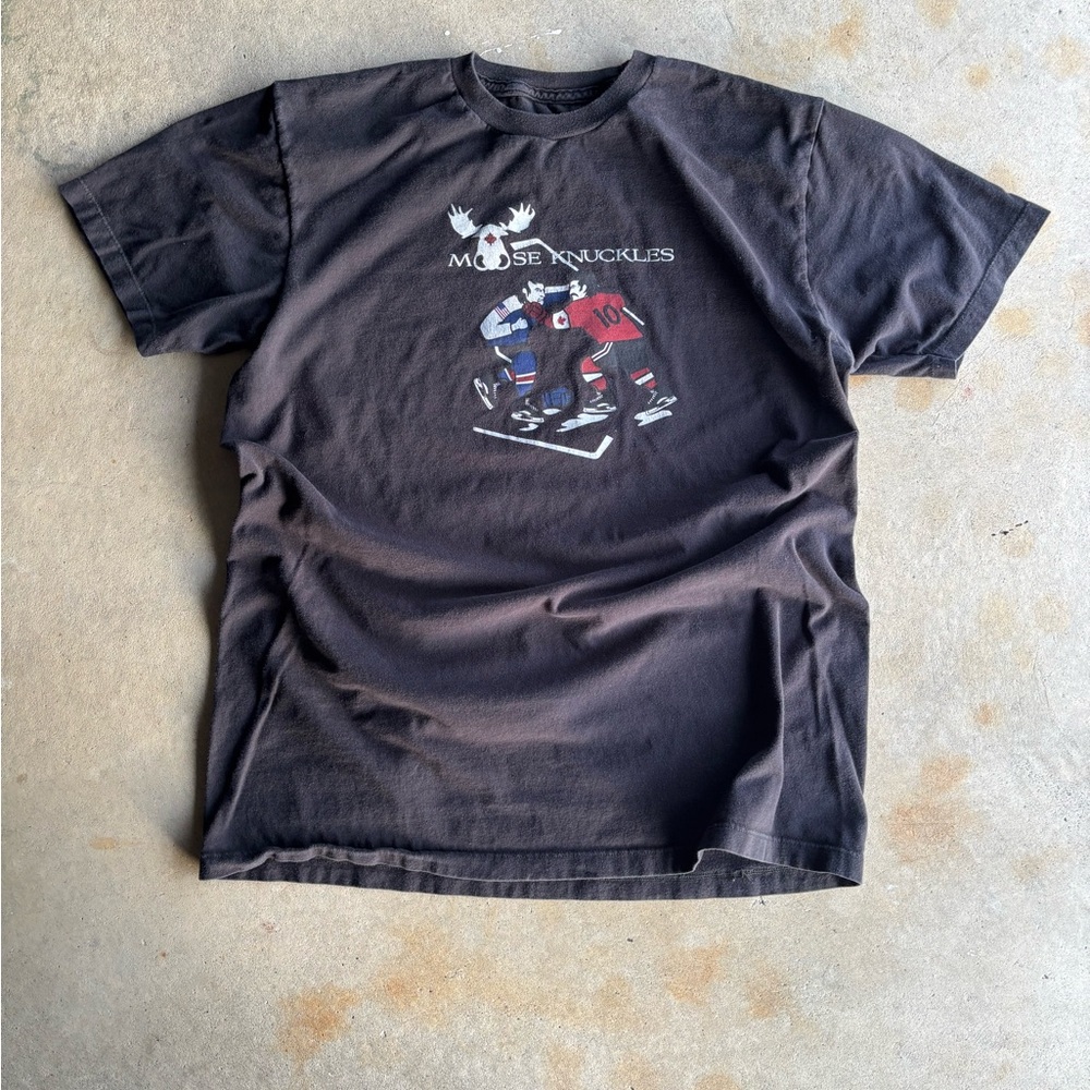 Moose Knuckles Black Graphic Hockey Tee